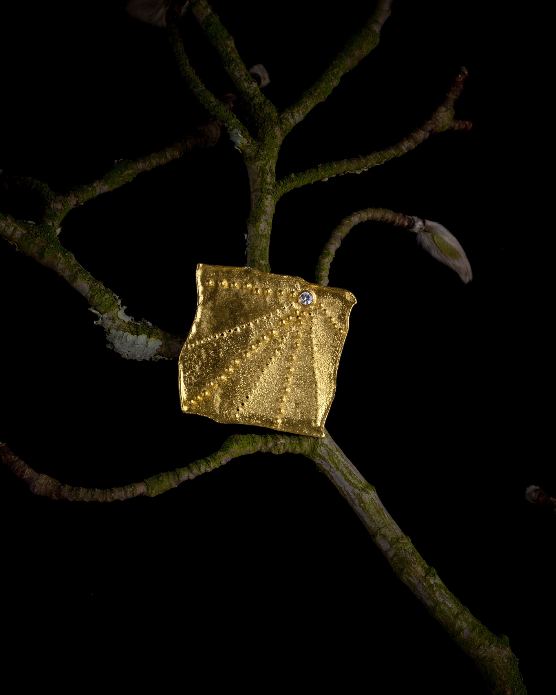 Brosche - 18ct. Gelbgold, Brilliant - aus der Goldschmiede Gabriela Glauner